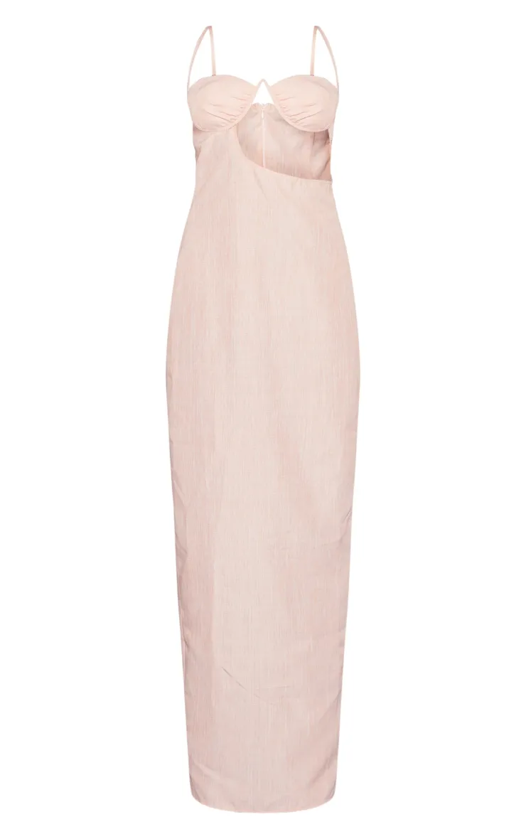 Orange Linen Look Underwired Side Cut Out Strappy Maxi Dress sold by Pretty Little Thing product image thumbnail 5