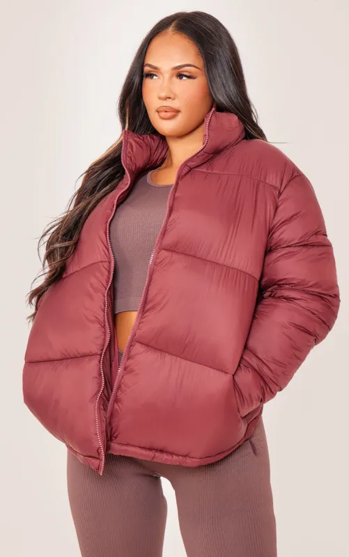 Red Shell Quilted Puffer Coat made by Pretty Little Thing