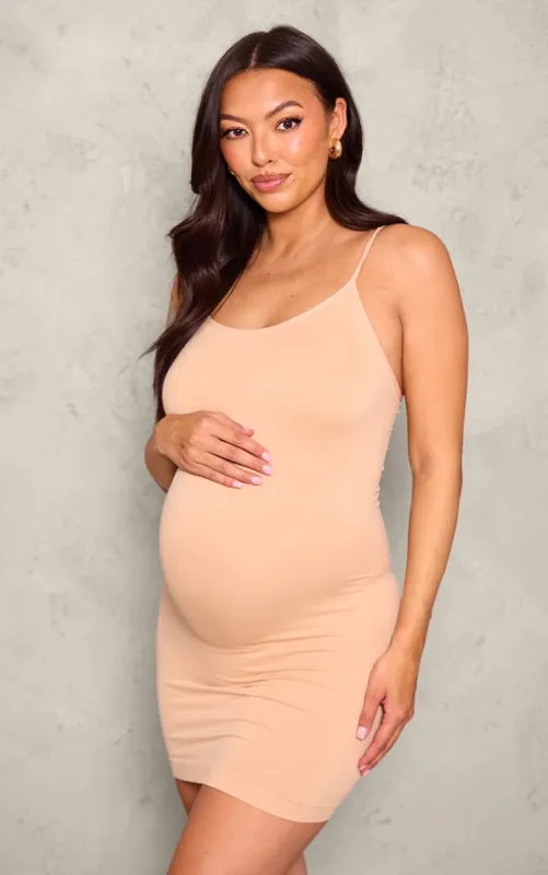 Maternity Nude Seamless Mini Dress sold by Pretty Little Thing