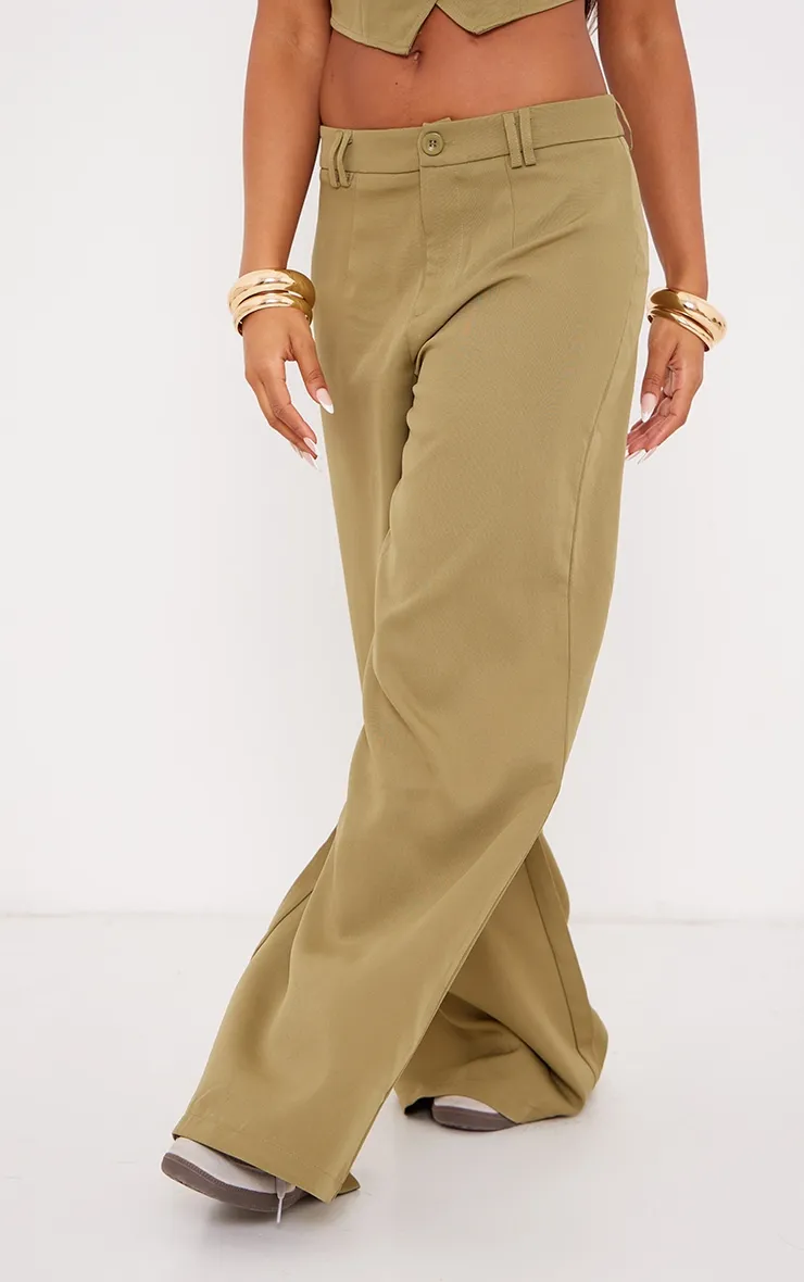 Olive Woven Double Belt Loop Suit Trousers sold by Pretty Little Thing product image thumbnail 2
