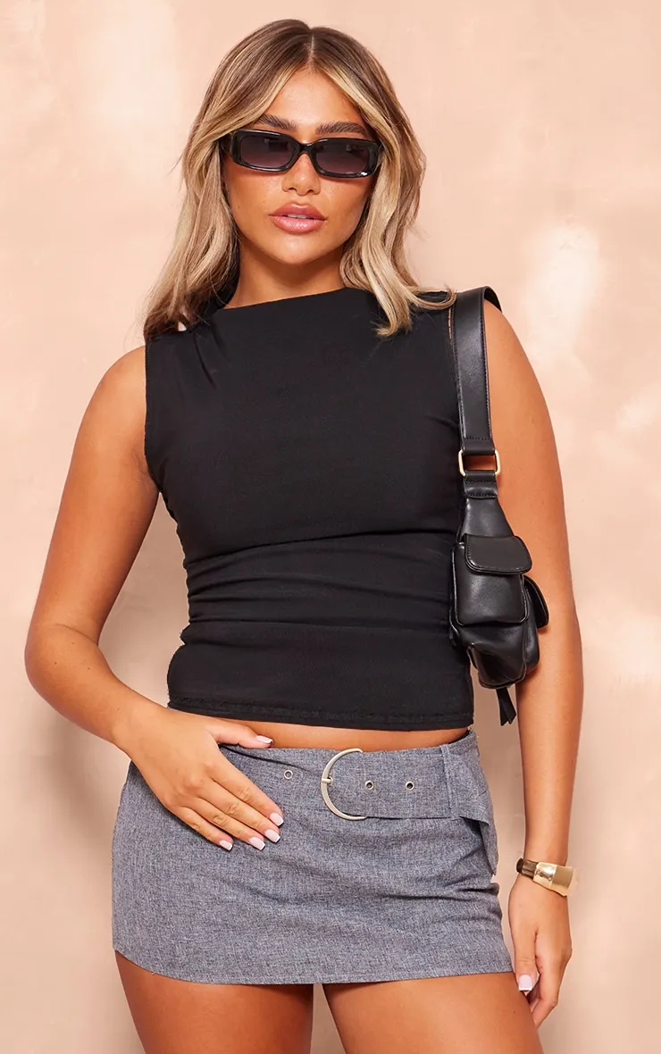 Grey Marl Woven Belted Micro Skort sold by Pretty Little Thing product image thumbnail 4