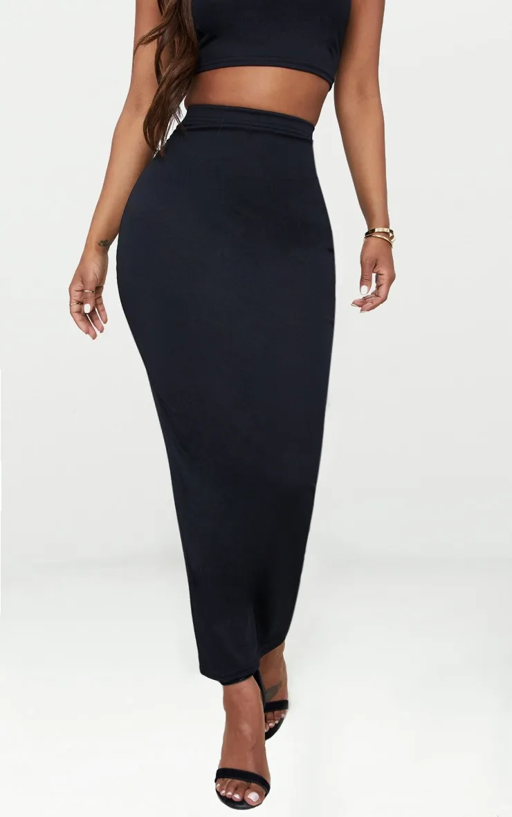 Shape Black Cotton High Waisted Midaxi Skirt sold by Pretty Little Thing product image thumbnail 2
