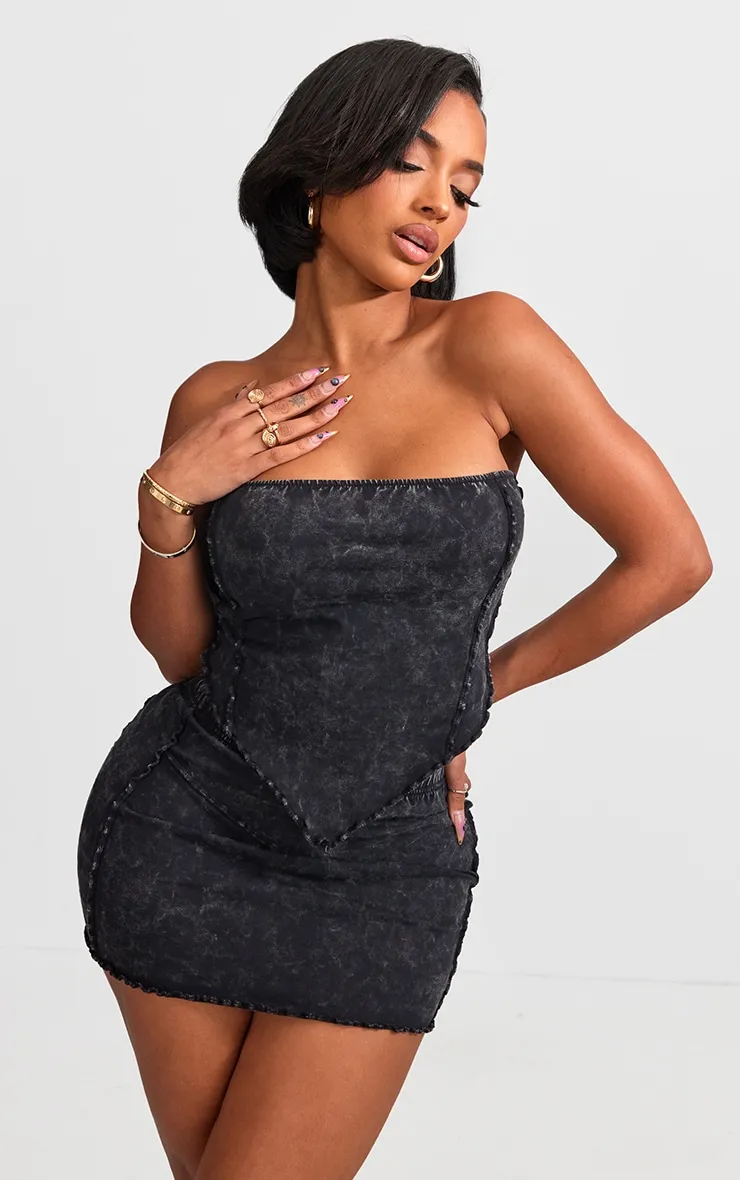 Shape Black Washed Cotton Seam Bandeau Top sold by Pretty Little Thing