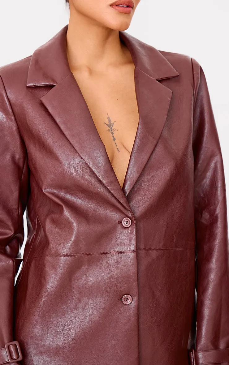 Chocolate Faux Leather Blazer sold by Pretty Little Thing product image thumbnail 4