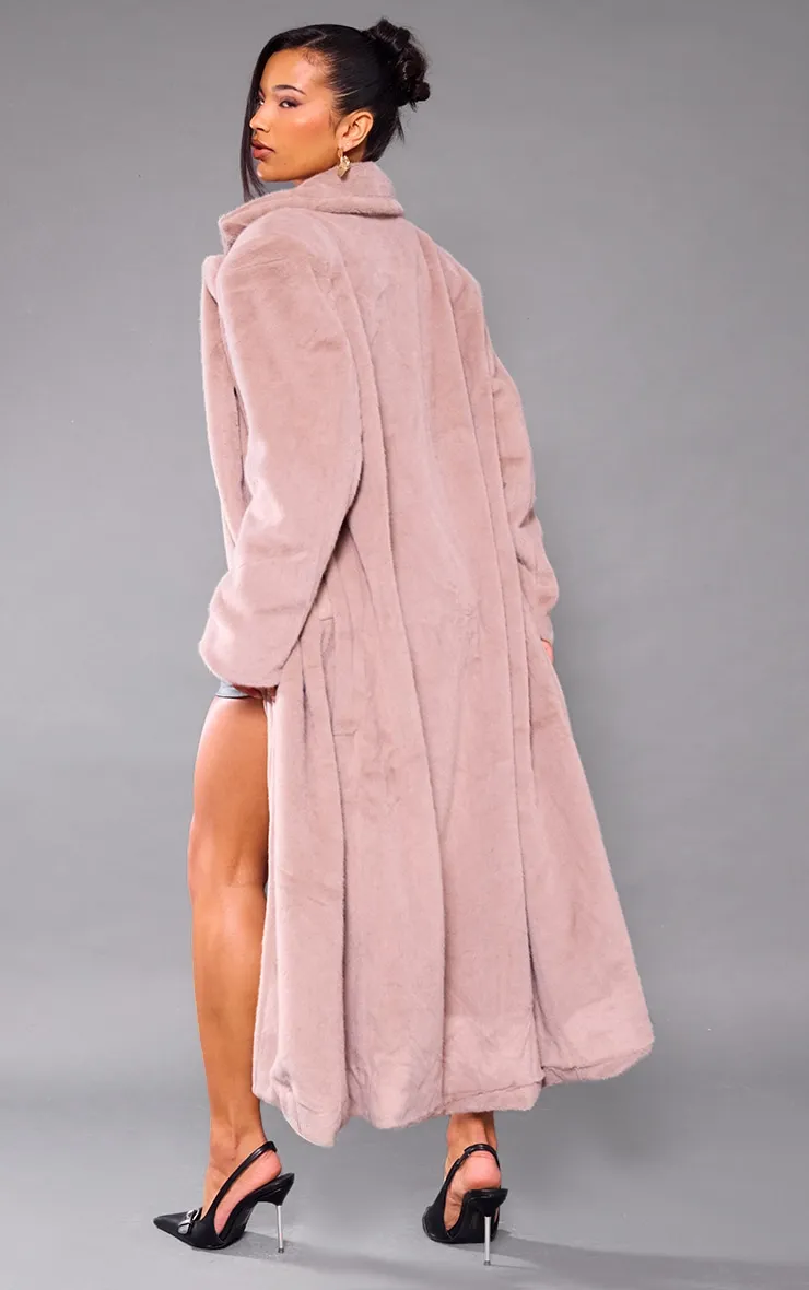 Mink Premium Soft Faux Fur Tailored Maxi Coat sold by Pretty Little Thing product image thumbnail 2