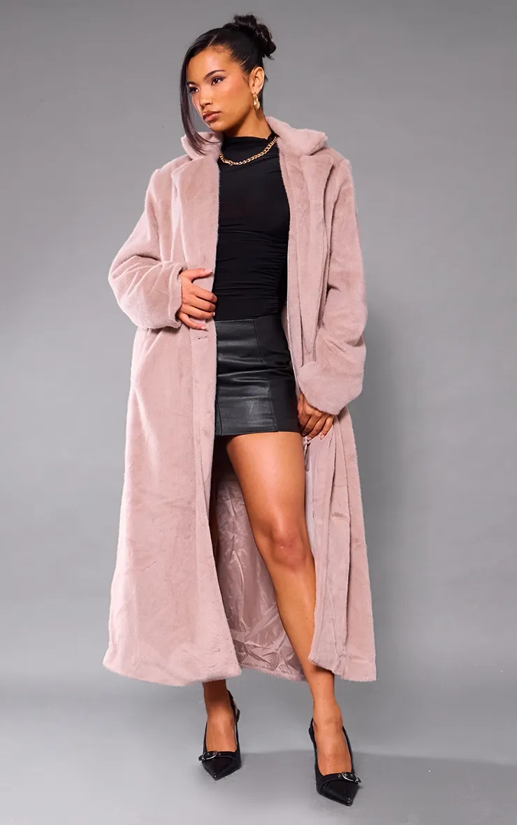 Mink Premium Soft Faux Fur Tailored Maxi Coat sold by Pretty Little Thing product image thumbnail 3