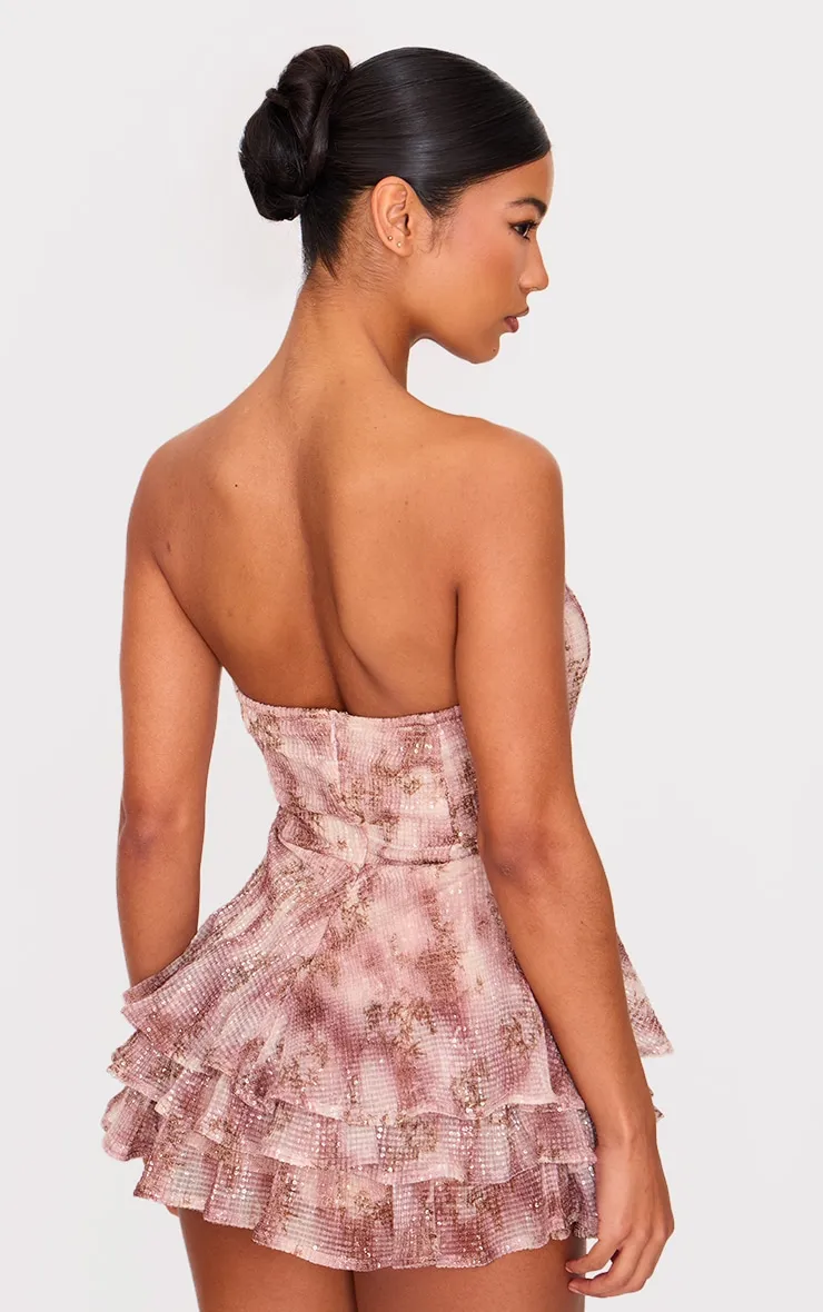 Premium Pink Floral Print Embellished Bandeau Rara Playsuit sold by Pretty Little Thing product image thumbnail 2
