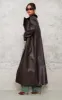 Chocolate Brown Faux Leather Croc Trench Coat sold by Pretty Little Thing