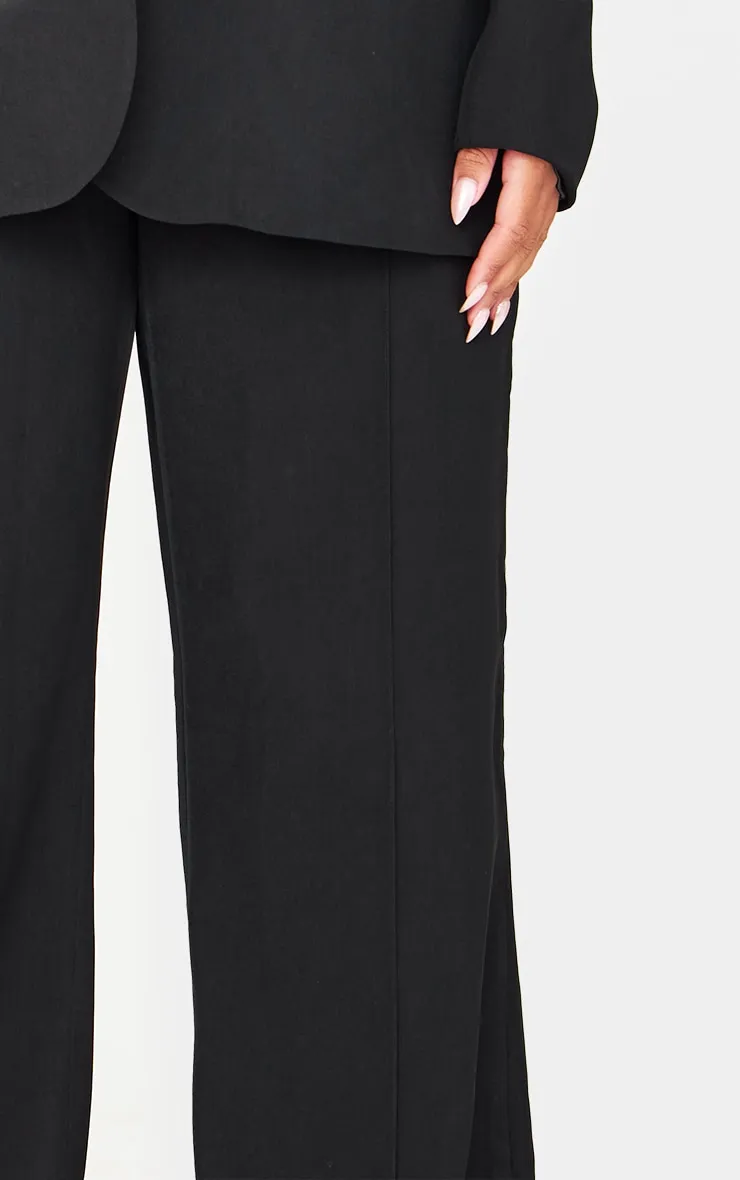 Black Woven Pin Tuck Premium Straight Leg Trousers sold by Pretty Little Thing product image thumbnail 4