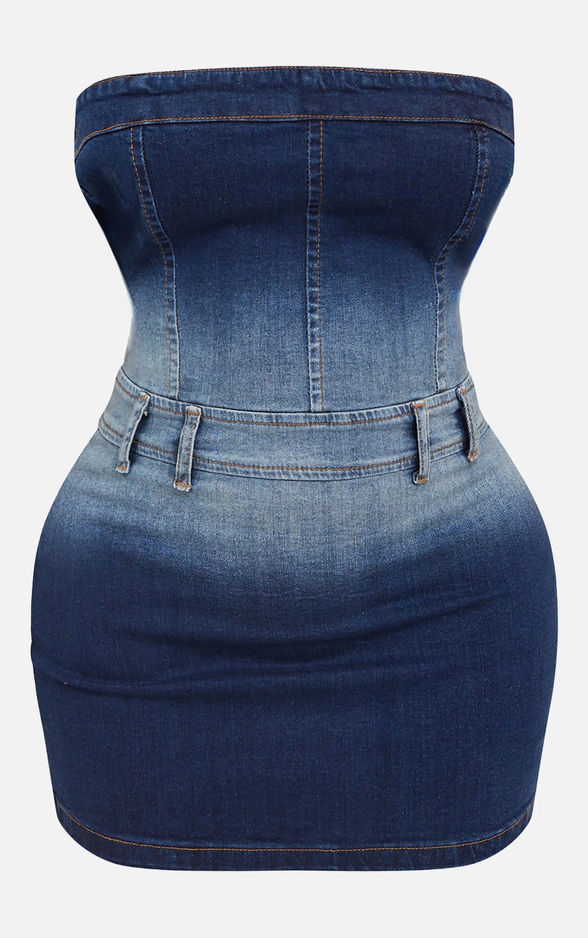 Shape Indigo Blue Wash Denim Bandeau Dress sold by Pretty Little Thing product image thumbnail 5