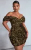 Plus Gold Sequin V Bar Bodycon Dress sold by Pretty Little Thing