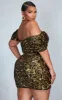 Plus Gold Sequin V Bar Bodycon Dress sold by Pretty Little Thing