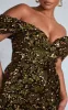 Plus Gold Sequin V Bar Bodycon Dress sold by Pretty Little Thing