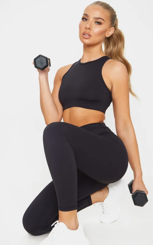 Black Sculpt Cropped Gym Legging sold by Pretty Little Thing