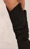 Black Faux Suede Point Toe Ruched Knee High Heeled Western Boots sold by Pretty Little Thing