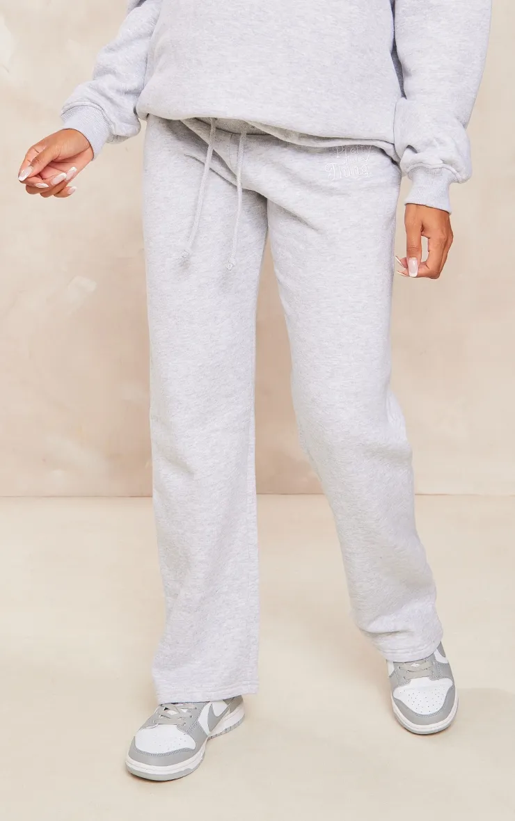PRETTYLITTLETHING Maternity Ash Grey Embroidered Wide Leg Joggers sold by Pretty Little Thing product image thumbnail 2