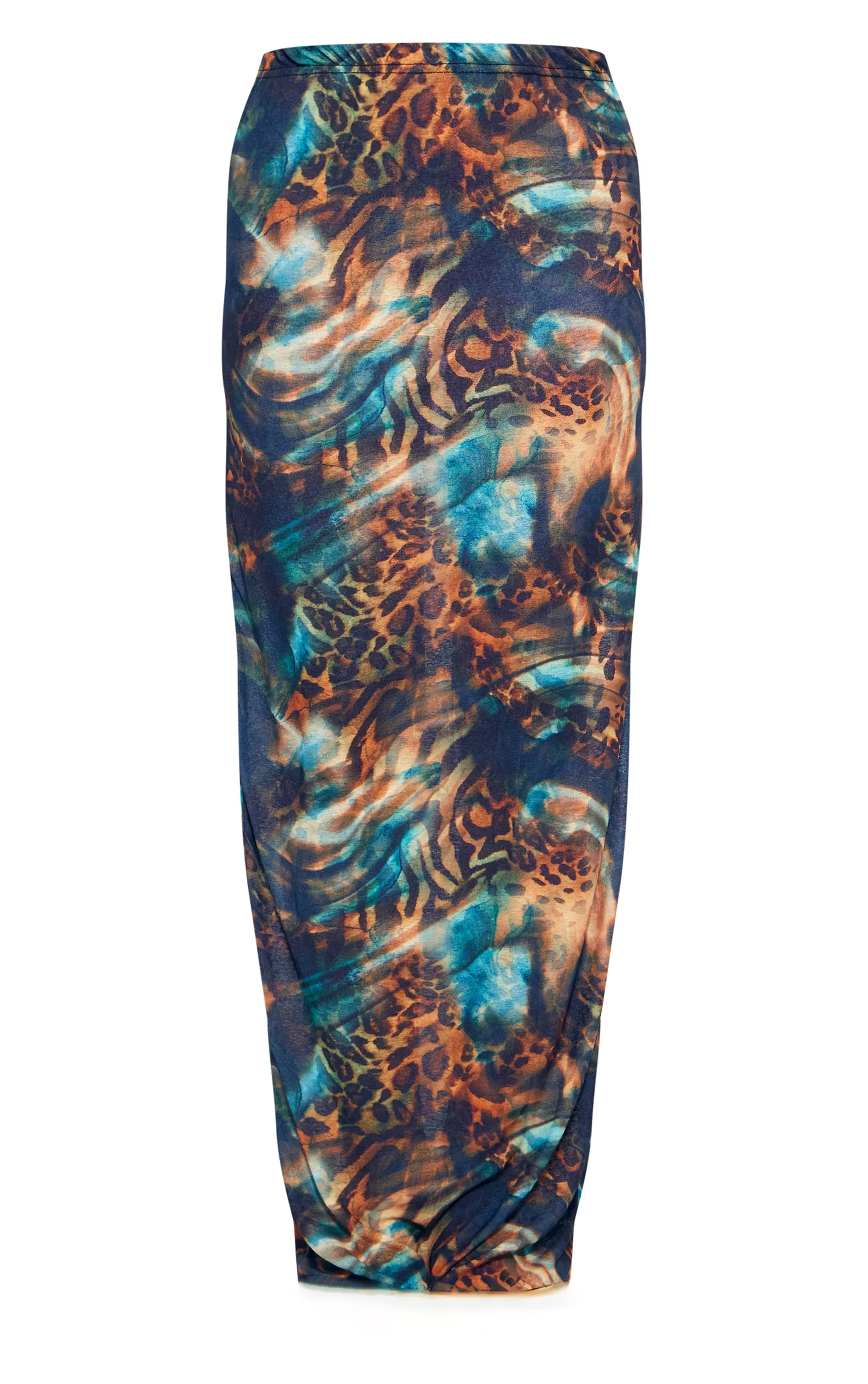 Blue Abstract Leopard Printed Onion Skin Maxi Skirt sold by Pretty Little Thing product image thumbnail 5