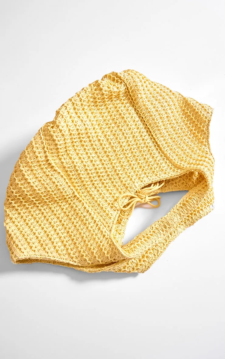 Yellow Woven Raffia Slouchy Beach Bag sold by Pretty Little Thing product image thumbnail 3