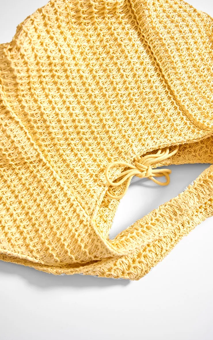 Yellow Woven Raffia Slouchy Beach Bag sold by Pretty Little Thing product image thumbnail 4