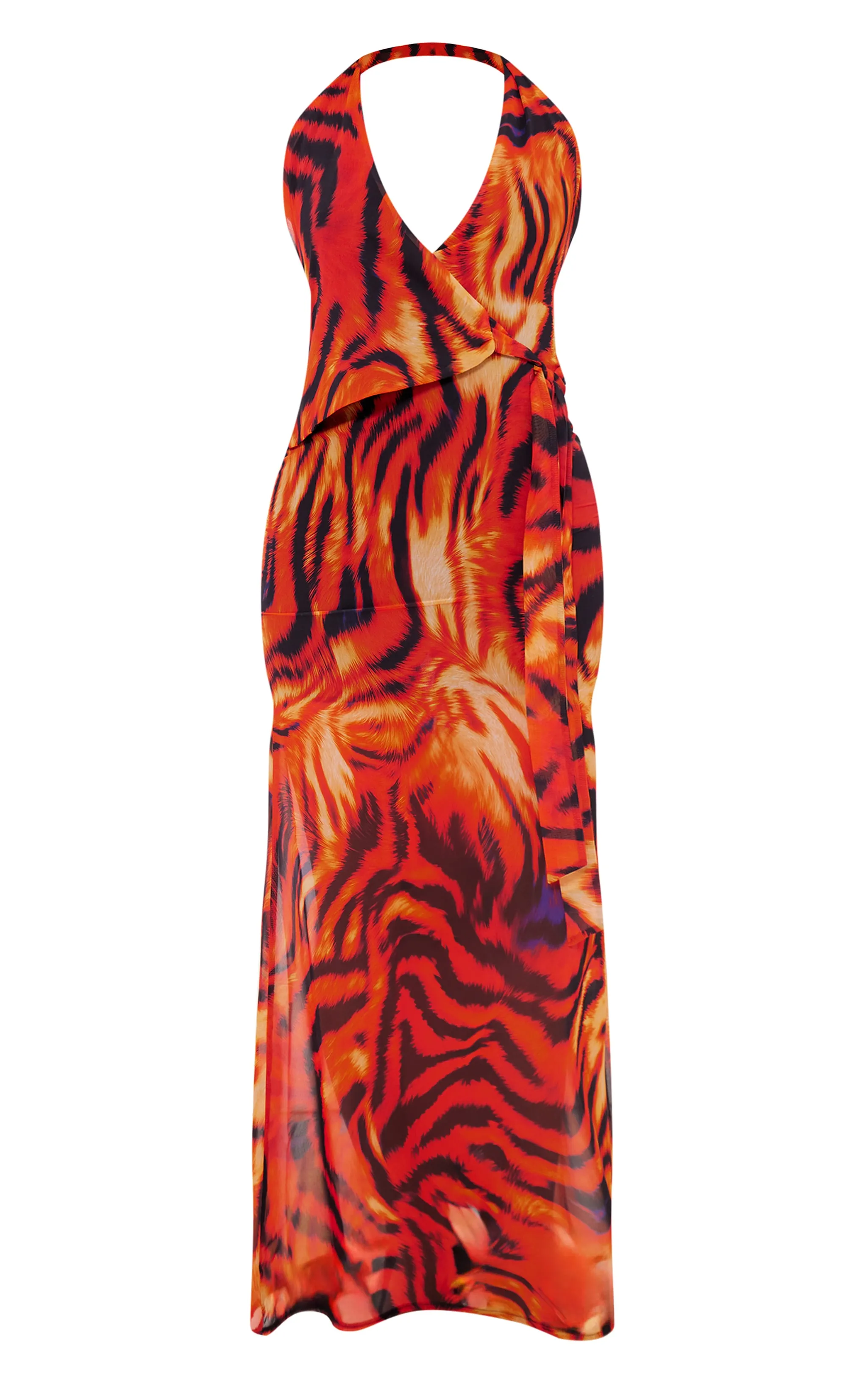 Orange Print Chiffon Wrap Maxi Dress sold by Pretty Little Thing product image thumbnail 5