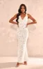 Cream Woven Textured Cowl Neck Maxi Dress sold by Pretty Little Thing
