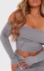 Shape Charcoal Bardot Seam Detail Crop Top sold by Pretty Little Thing