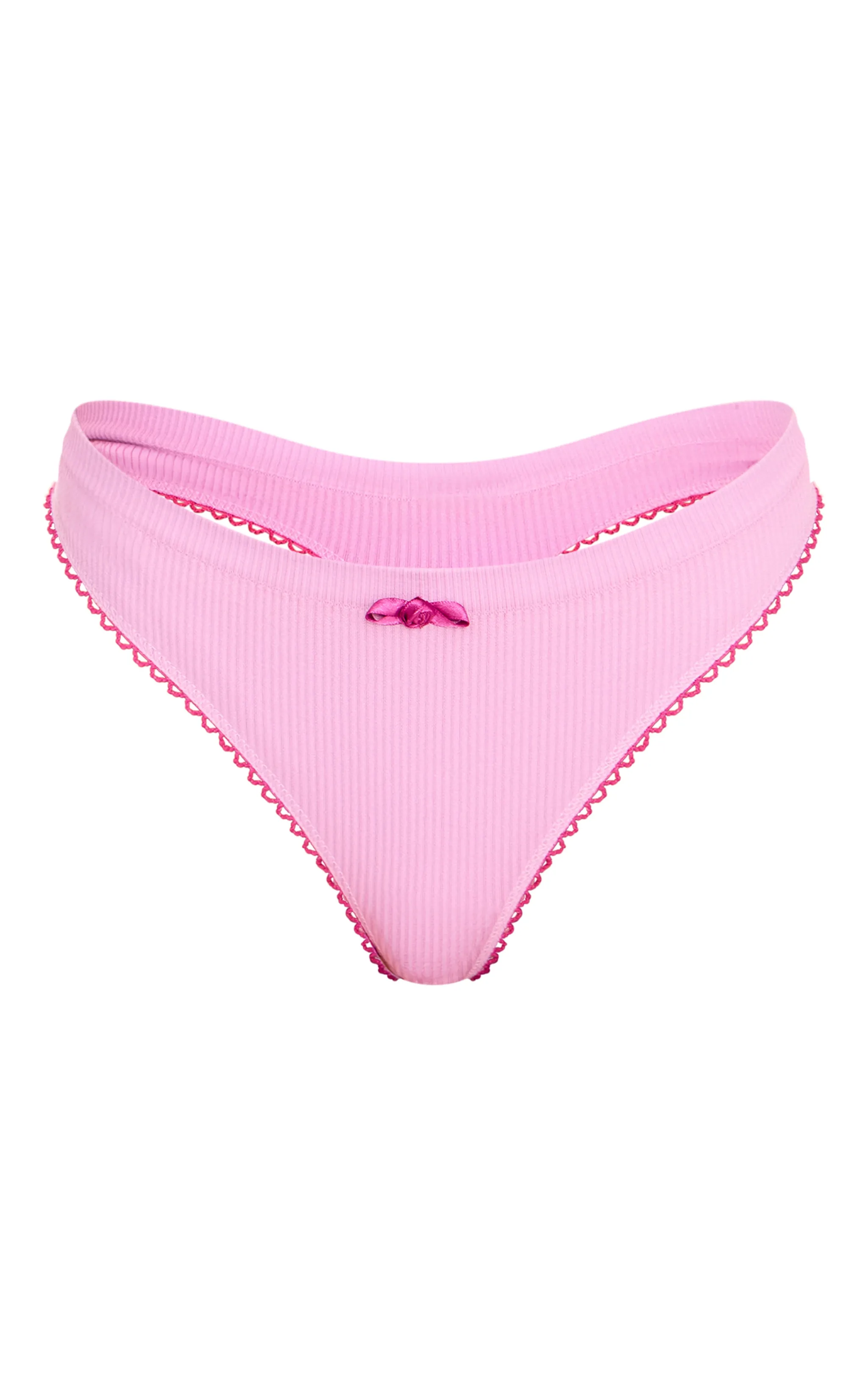 Pink Ribbed Bandeau Bra And Thong Lingerie Set sold by Pretty Little Thing product image thumbnail 5
