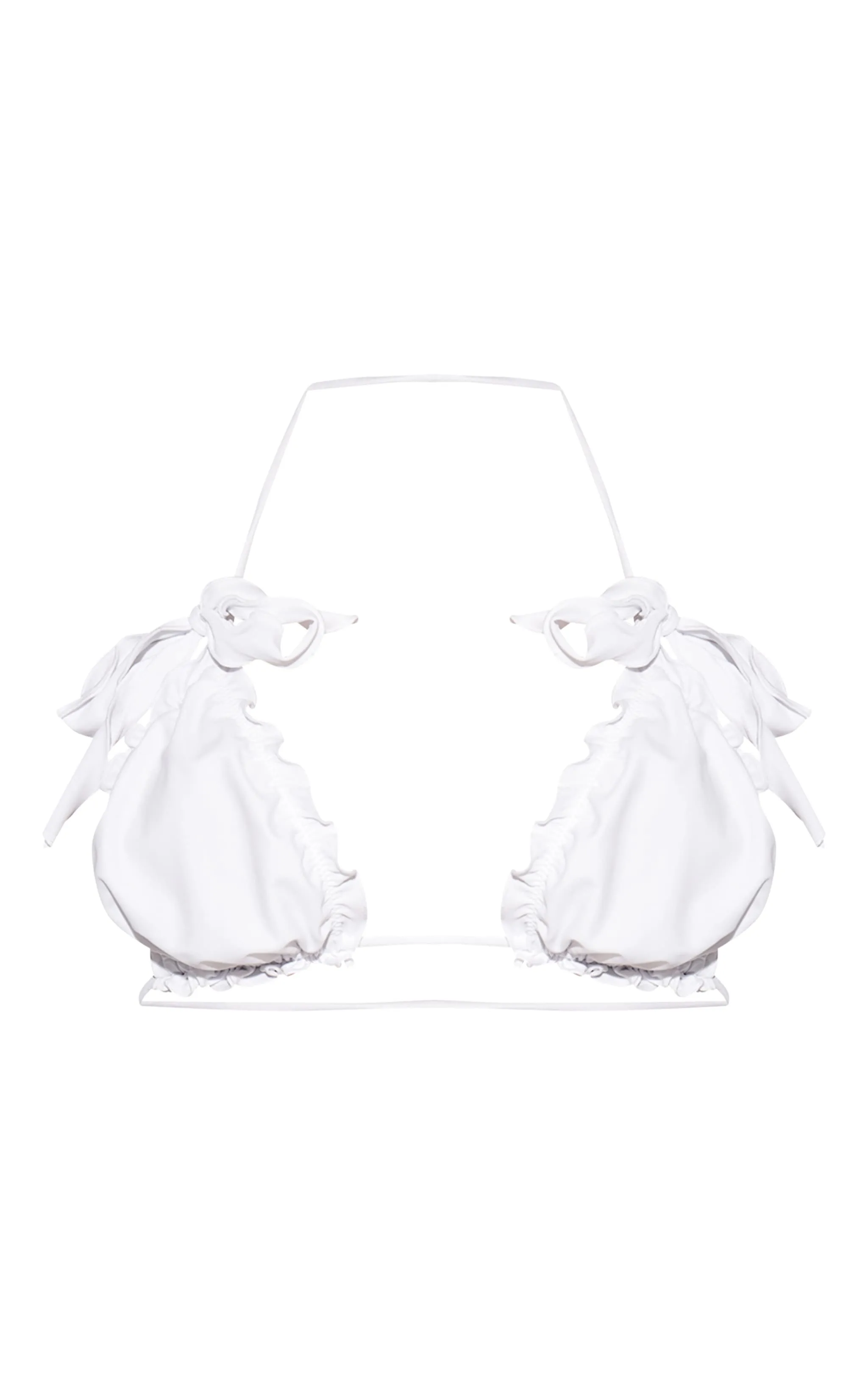 White Frill Bow Detail Triangle Bikini Top sold by Pretty Little Thing product image thumbnail 5