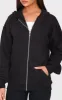Black Oversized Zip Up Plain Front Hoodie sold by Pretty Little Thing