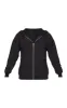 Black Oversized Zip Up Plain Front Hoodie sold by Pretty Little Thing