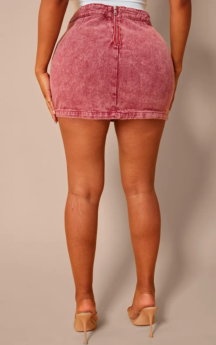 Shape Red Washed Denim Foldover Waist Mini Skirt sold by Pretty Little Thing product image thumbnail 3