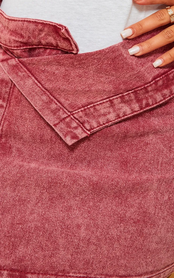 Shape Red Washed Denim Foldover Waist Mini Skirt sold by Pretty Little Thing product image thumbnail 5