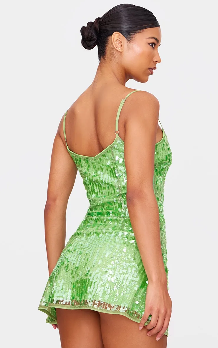 Green Sequin Mini Shift Dress sold by Pretty Little Thing product image thumbnail 2