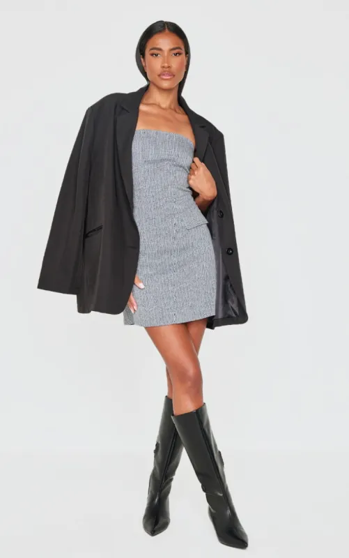 Grey Twill Bandeau Shift Dress sold by Pretty Little Thing