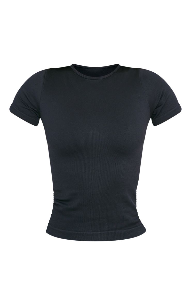 Black Seamless Longline Short Sleeve Gym Top sold by Pretty Little Thing product image thumbnail 5