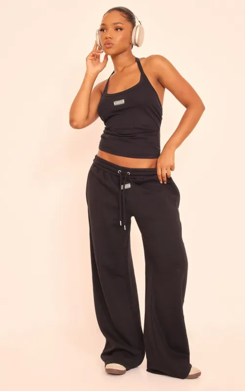 PRETTYLITTLETHING Black Tab Wide Leg Joggers sold by Pretty Little Thing