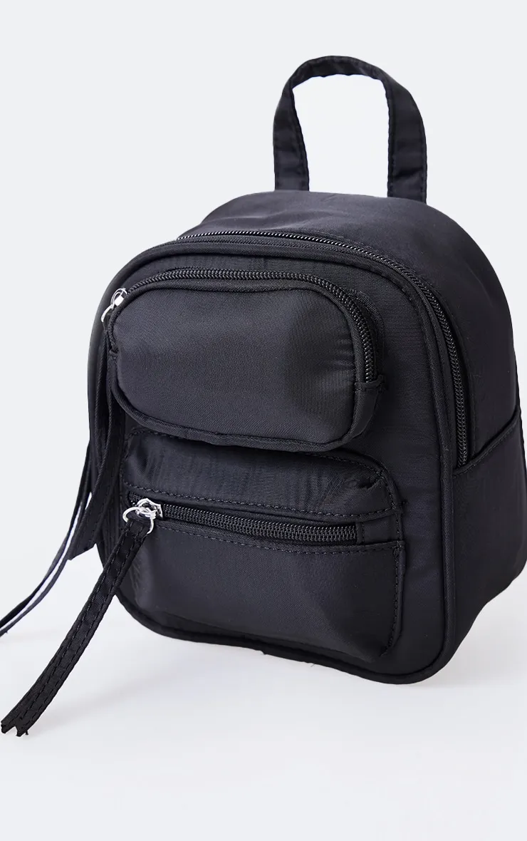 Black Nylon Pocket Mini Backpack sold by Pretty Little Thing product image thumbnail 3