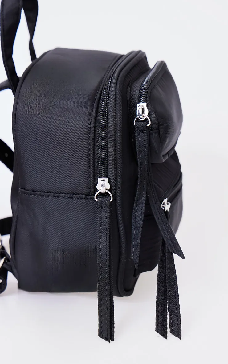 Black Nylon Pocket Mini Backpack sold by Pretty Little Thing product image thumbnail 4