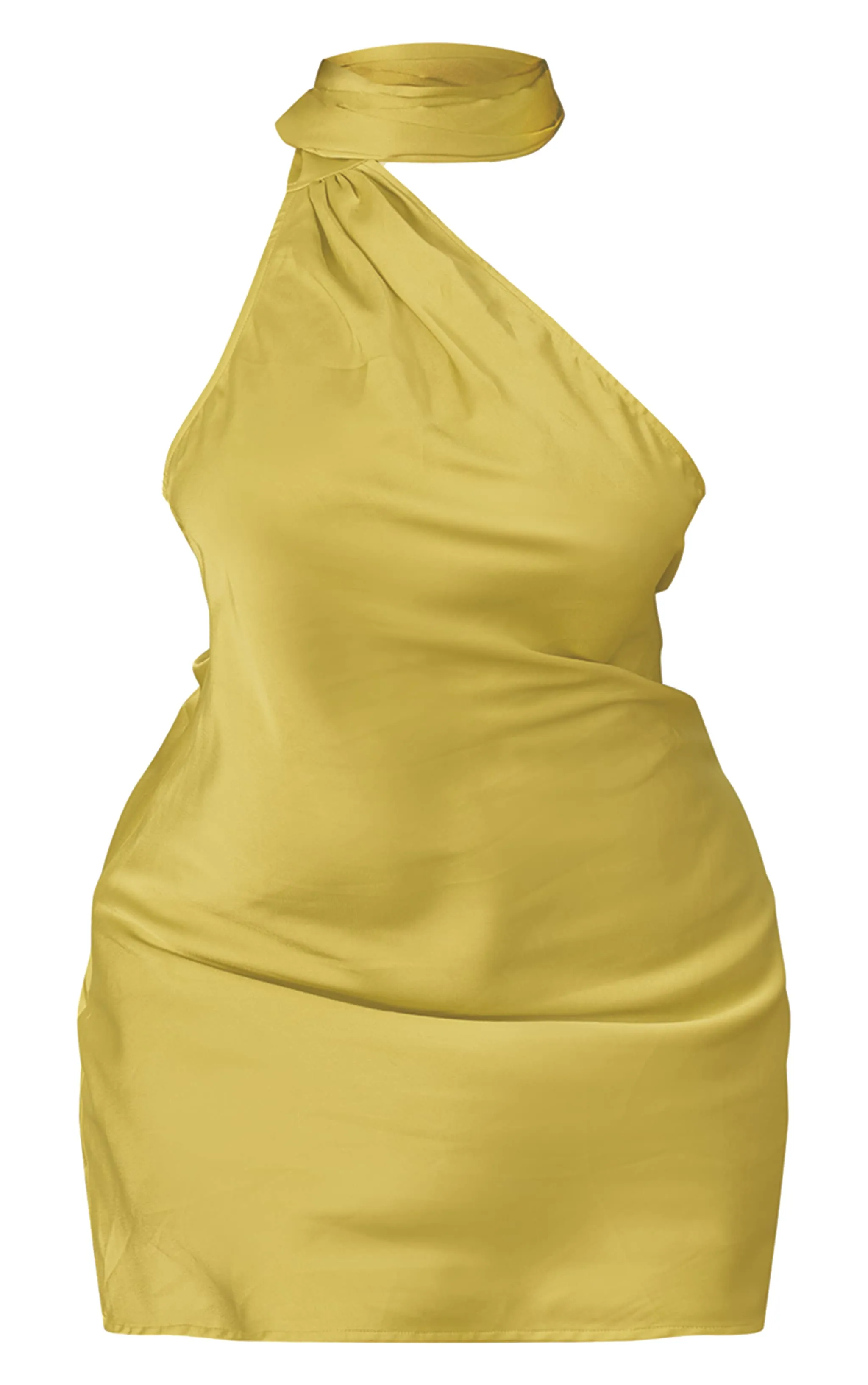 Plus Lime Satin Scarf Detail Bodycon Dress sold by Pretty Little Thing product image thumbnail 5