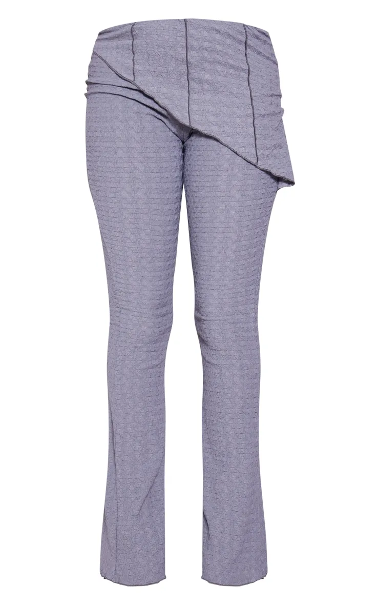 Charcoal Textured Asymmetric Flare Trousers sold by Pretty Little Thing product image thumbnail 5