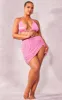 Plus Pink Diamante Mesh Ruched Beach Skirt sold by Pretty Little Thing