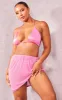 Plus Pink Diamante Mesh Ruched Beach Skirt sold by Pretty Little Thing