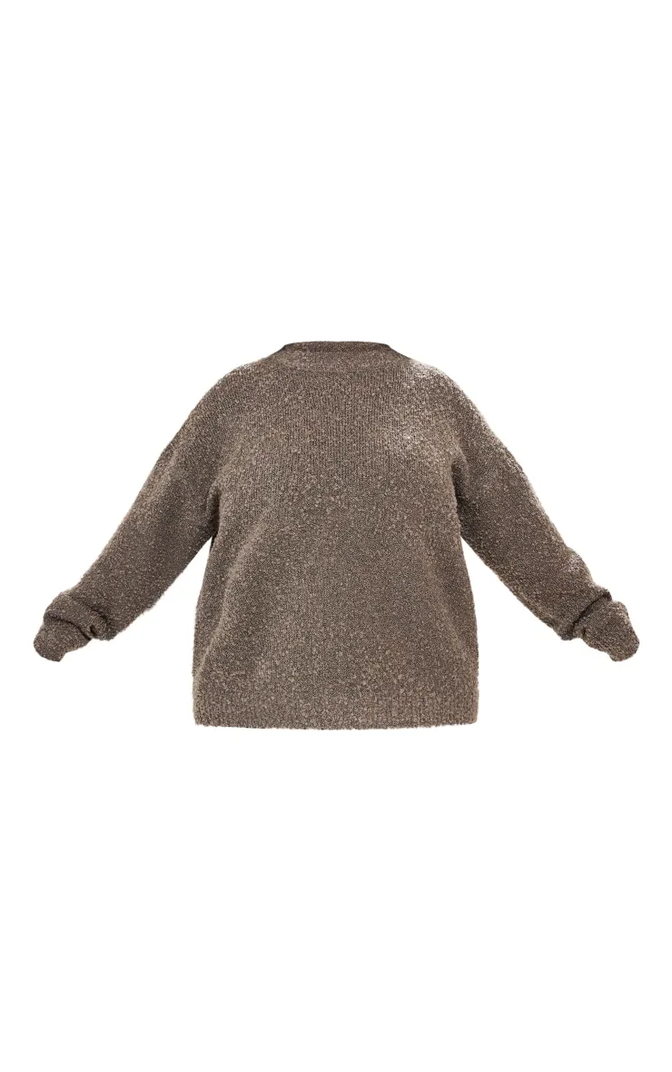 Plus Charcoal Soft Knit Boucle High Neck Jumper sold by Pretty Little Thing product image thumbnail 5