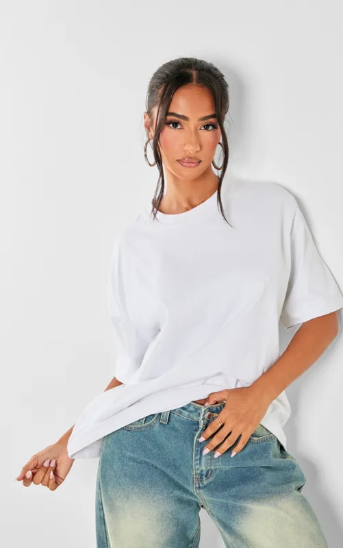 Petite White Premium Cotton Oversized T-shirt sold by Pretty Little Thing