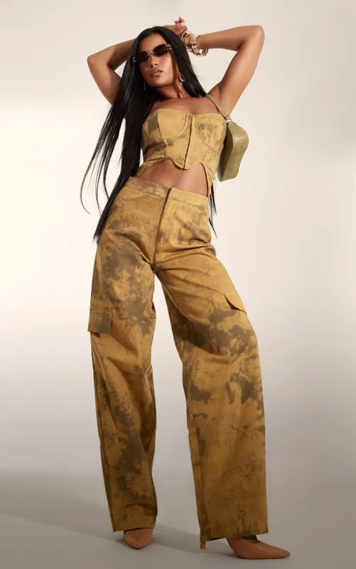 Camel Washed Cargo Pocket Detail Cargos sold by Pretty Little Thing