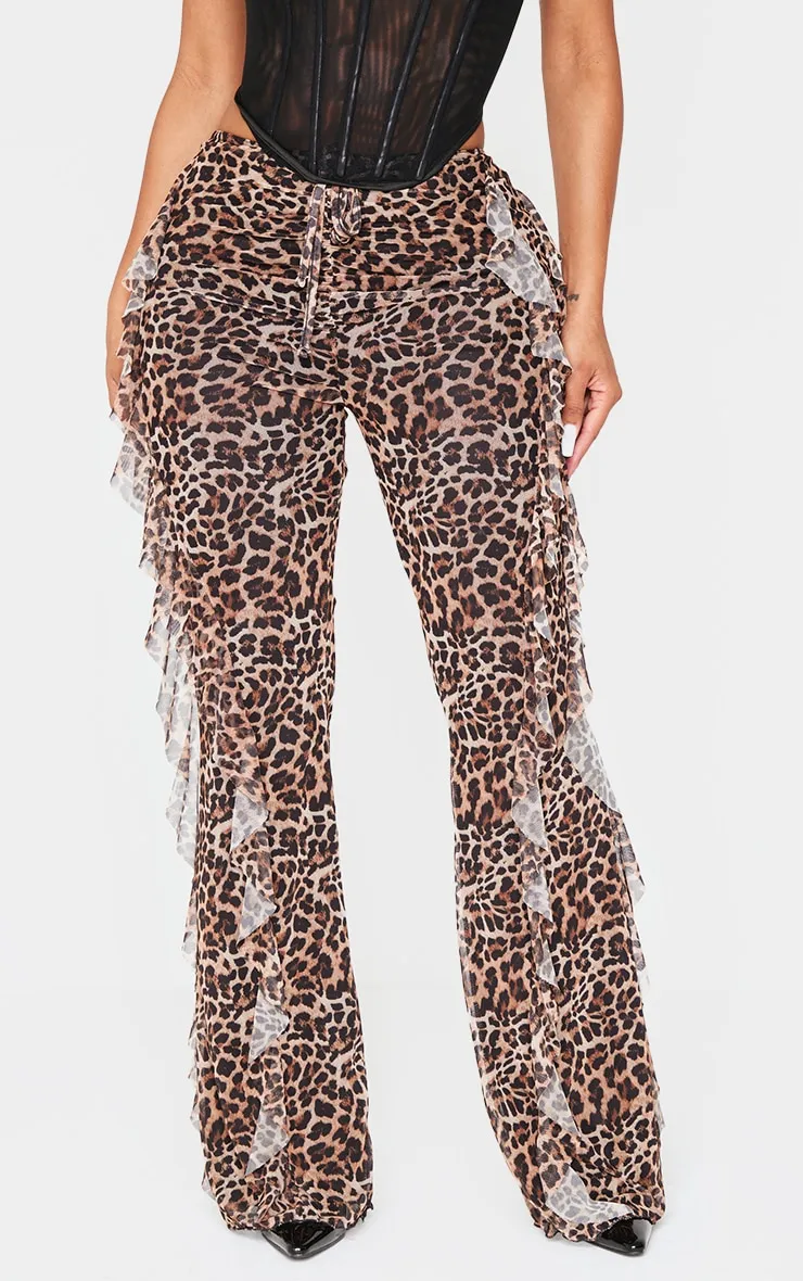 Shape Leopard Print Frill Flared Strappy Waist Trousers sold by Pretty Little Thing product image thumbnail 2