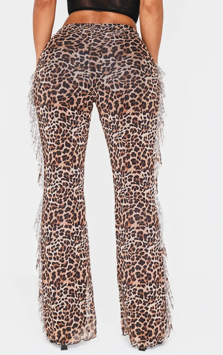 Shape Leopard Print Frill Flared Strappy Waist Trousers sold by Pretty Little Thing product image thumbnail 3