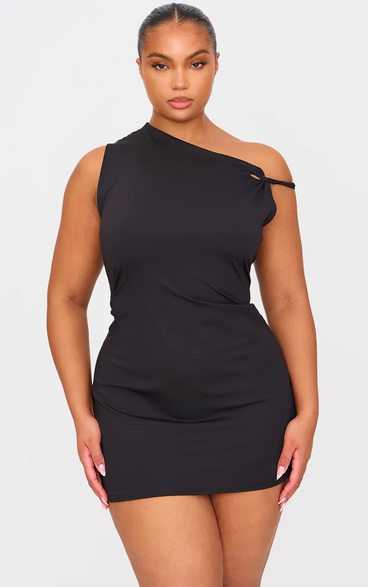 Plus Black Contour Sleeveless Knot Detail Mini Dress sold by Pretty Little Thing product image thumbnail 3