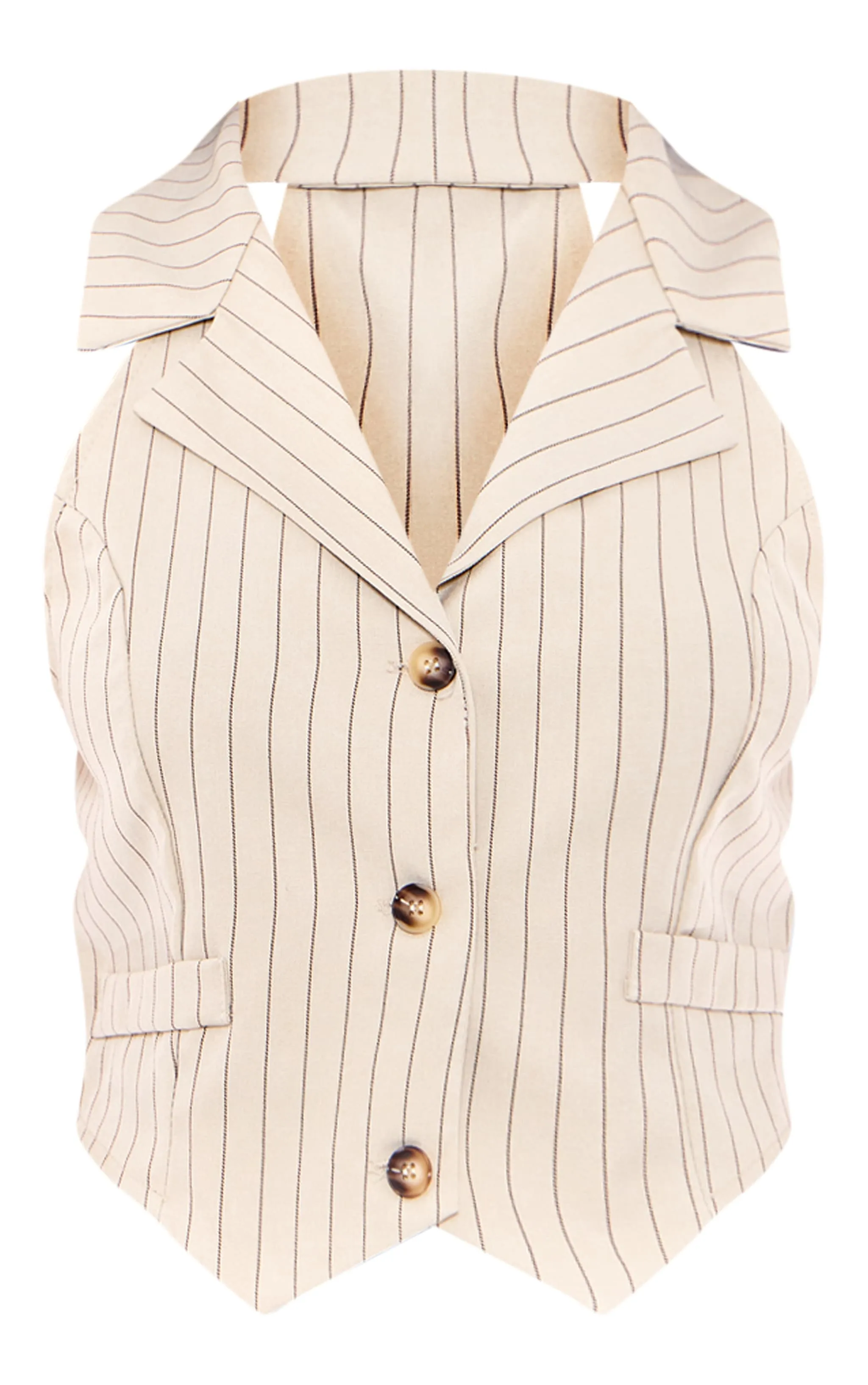 Cream Striped Tailored Fitted Waistcoat sold by Pretty Little Thing product image thumbnail 5
