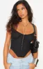 Petite Black Mesh Hook And Eye Corset sold by Pretty Little Thing